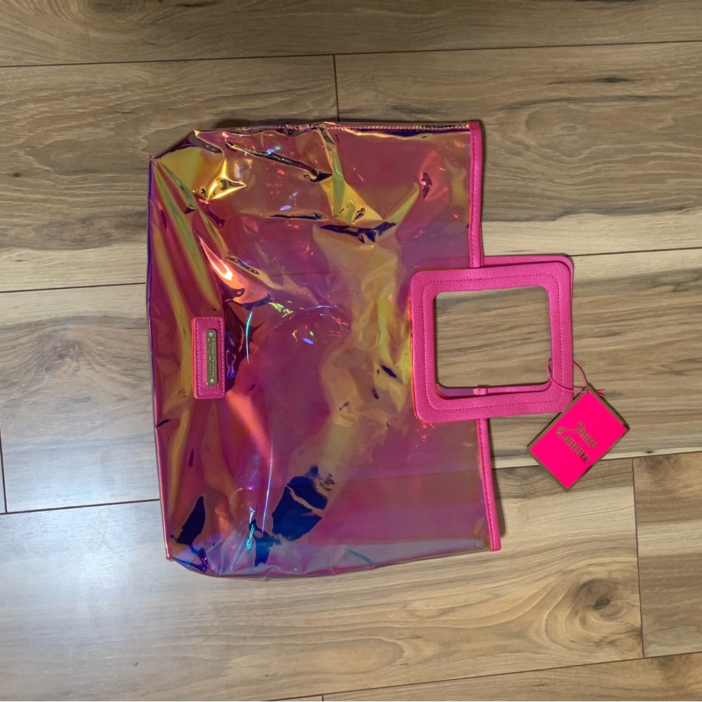 Pink Juicy Couture top handle tote holographic bag